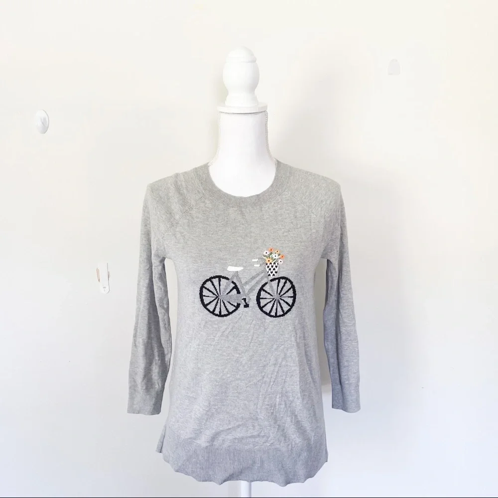 Loft / XS / Embroidered Cottagecore Bicycle Sweater - Picture 2 of 6